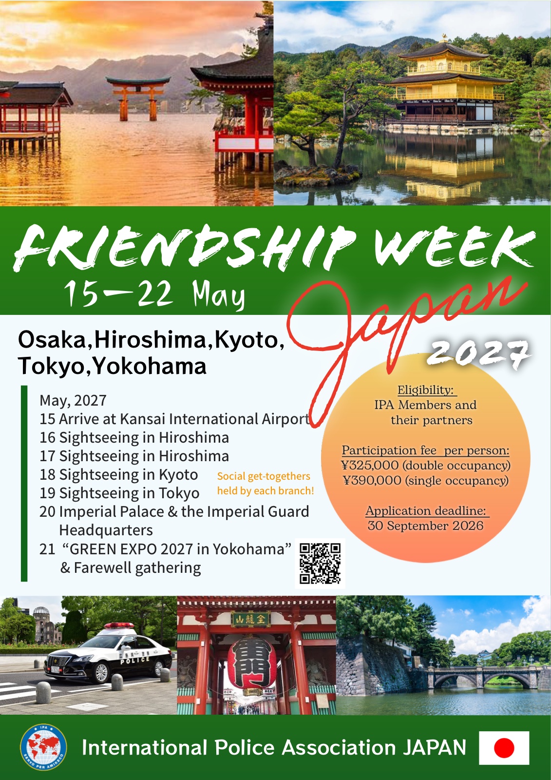 Cartel de la Semana de la Amistad en Japón, del 15 al 22 de mayo de 2027
