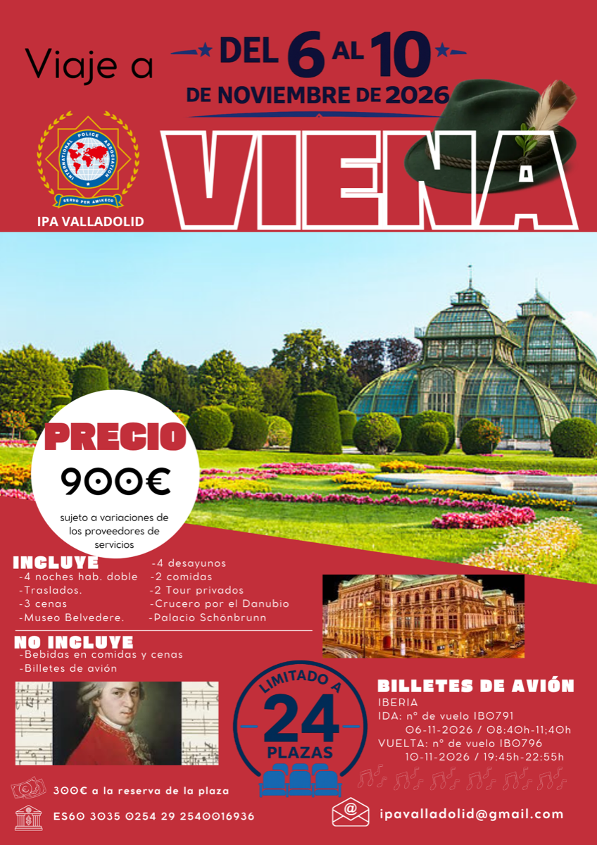 Cartel del viaje a Viena, del 6 al 10 de noviembre de 2026